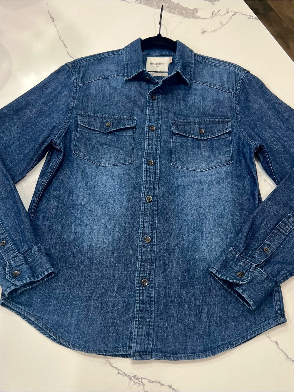 Goodfellow & Co Men's Dark Blue Denim Button-Down Shirt